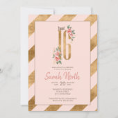 Invitation Blush Rayures Feuille d'Or ID756 (Devant)