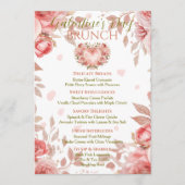 Invitation Blush Rococo Floral Heart Galentine Brunch Menu (Devant)