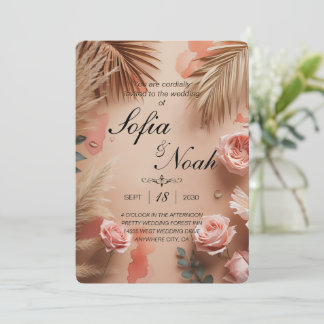 Invitation Blush Romance Tropical