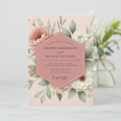 Invitation Blush Romantic Flora Wedding (Debout devant)