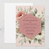Invitation Blush Romantic Flora Wedding (Devant / Derrière)