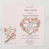 Invitation Blush Romantic Rose Floral Fête des mariées coeur (Devant / Derrière)