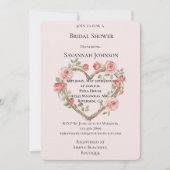 Invitation Blush Romantic Rose Floral Fête des mariées coeur (Devant)