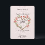 Invitation Blush Romantic Rose Floral Fête des mariées coeur<br><div class="desc">Rosée Noire Romantique Rose Rose Rose Fête des mariées de coeur floral</div>