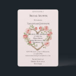 Invitation Blush Romantic Rose Floral Fête des mariées coeur<br><div class="desc">Rosée Noire Romantique Rose Rose Rose Fête des mariées de coeur floral</div>