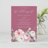Invitation Blush & Rose Berry Botanique Mariage floral (Debout devant)