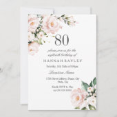 Invitation Blush rose & blanc Floral 80e fête d'anniversaire (Devant)