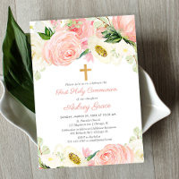 Blush rose blanc floral Première sainte communion