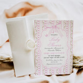 Invitation Blush Rose Bows Floral Élégant Baby shower fille