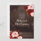 Invitation Blush rose brillant Rouge Floral Quinceañera (Dos)