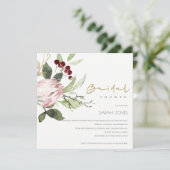 INVITATION BLUSH ROSE BURGUNDY PEONY FÊTE DES MARIÉES FLORALE (Debout devant)