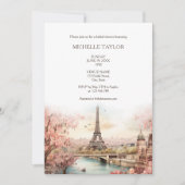 Invitation BLush rose Destination Mariage Paris Tour Eiffel (Devant)
