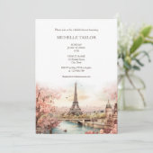 Invitation BLush rose Destination Mariage Paris Tour Eiffel (Debout devant)