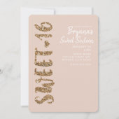 Invitation Blush Rose Doré Pailleté Sweet 16 Seize Ans Fête (Devant)