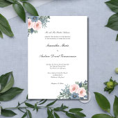 Invitation Blush rose Dusty Bleu Formal Mariage élégant
