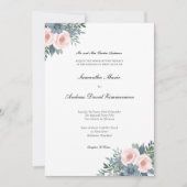 Invitation Blush rose Dusty Bleu Formal Mariage élégant (Devant)