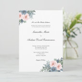 Invitation Blush rose Dusty Bleu Formal Mariage élégant (Debout devant)