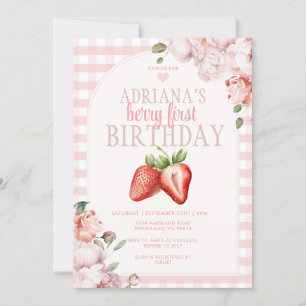 Invitation Blush Rose En vichy Berry Sweet Anniversaire