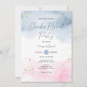 Invitation Blush rose et bleu Sexe Révéler Parties scintillan