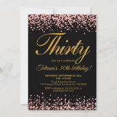 Invitation Blush rose et noir Rose Gold Parties scintillant O (Devant)