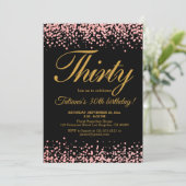 Invitation Blush rose et noir Rose Gold Parties scintillant O (Debout devant)