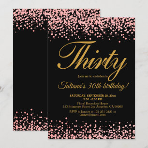 Invitation Blush rose et noir Rose Gold Parties scintillant O