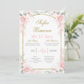 Invitation Blush Rose et Or Arche Quinceañera (Debout devant)