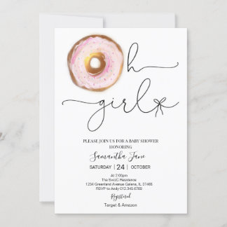 Invitation Blush rose et or Donut Oh Baby shower fille