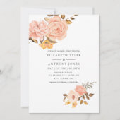 Invitation Blush Rose et Or Fleurs Mariage Baby Shower (Devant)