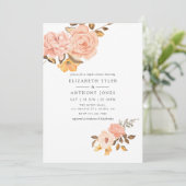 Invitation Blush Rose et Or Fleurs Mariage Couple (Debout devant)