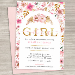 Invitation Blush rose et or Floral Baby Girl Shower Invita