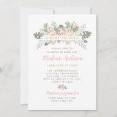 Invitation Blush rose et or Floral Boho Baby shower fille (Devant)