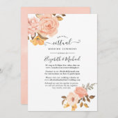 Invitation Blush rose et or Floral Mariage virtuel en ligne (Devant / Derrière)