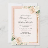Invitation Blush rose et or Rose Floral Mariage élégant (Devant)