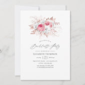 Invitation Blush rose et Rose Gold Floral Bachelorette Party (Devant)