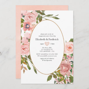 Invitation Blush rose et Rose Gold Floral Party