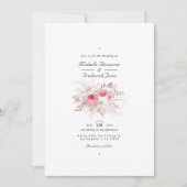 Invitation Blush rose et Rose or Floral et Mariage dentelle (Devant)