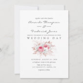 Invitation Blush rose et Rose or Floral et Mariage dentelle (Devant)