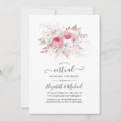Invitation Blush rose et Rose or Floral Mariage virtuel (Devant)