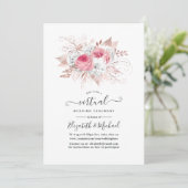 Invitation Blush rose et Rose or Floral Mariage virtuel (Debout devant)