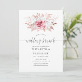 Invitation Blush rose et Rose or Mariage Floral Brunch (Debout devant)