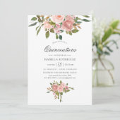 Invitation Blush rose et Rose or Quinceañera (Debout devant)