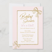 Invitation Blush rose faux or parties scintillant arc Baby sh (Devant)
