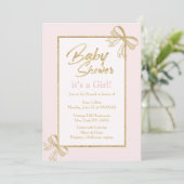 Invitation Blush rose faux or parties scintillant arc Baby sh (Debout devant)