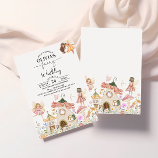 Invitation Blush rose Fleur sauvage Fairy 1er anniversaire