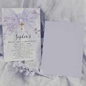 Invitation Blush Rose Fleur Violette Fille Premier Communion