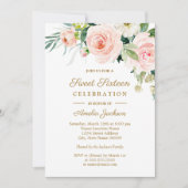 Invitation Blush Rose Fleurs Aquarelle Sweet 16 (Devant)
