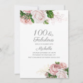 Invitation Blush rose Floral 100 et Fabuleux anniversaire (Devant)