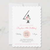 Invitation Blush rose Floral 4e fête d'anniversaire (Devant)