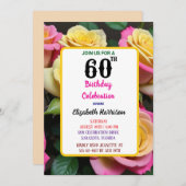 Invitation Blush Rose Floral 60e fête d'anniversaire (Devant / Derrière)